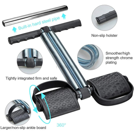 Dual Spring Tummy Trimmer & Pedal Resistance Band for Home Workout