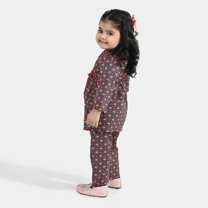 Infant Girls Cotton Printed 2-Pcs Suit - Multi