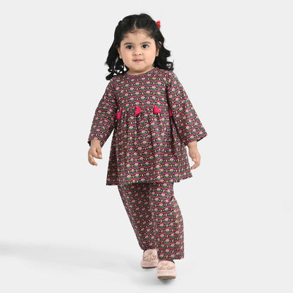 Infant Girls Cotton Printed 2-Pcs Suit - Multi
