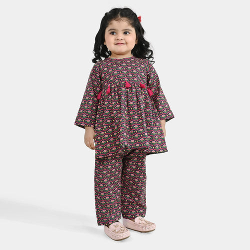 Infant Girls Cotton Printed 2-Pcs Suit - Multi