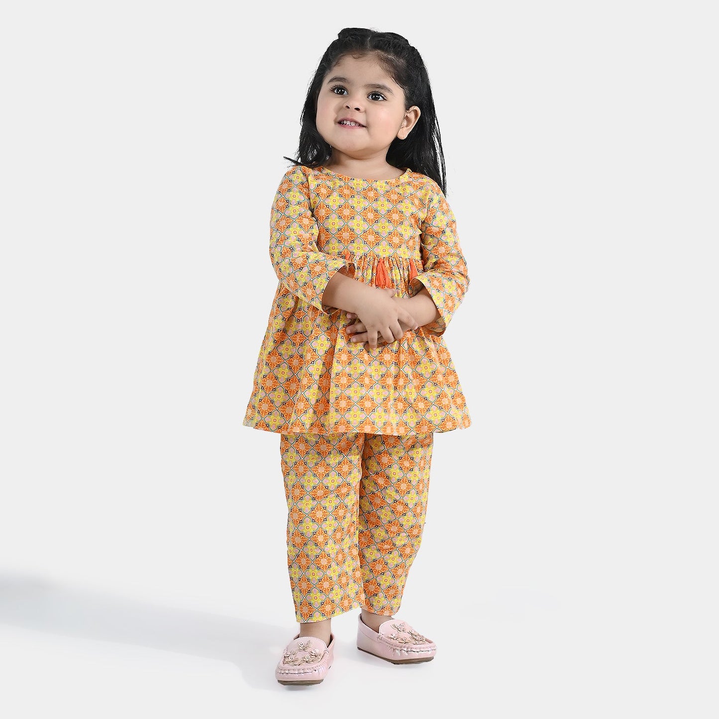 Infant Girls Cotton Printed 2Pcs Tacky - Multi