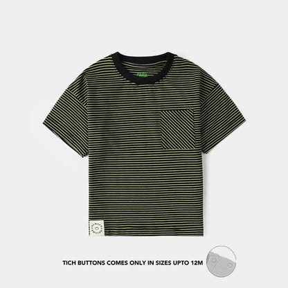 Infant Boys Yarn Dyed Round Neck T-Shirt (Always Smiling) - Black