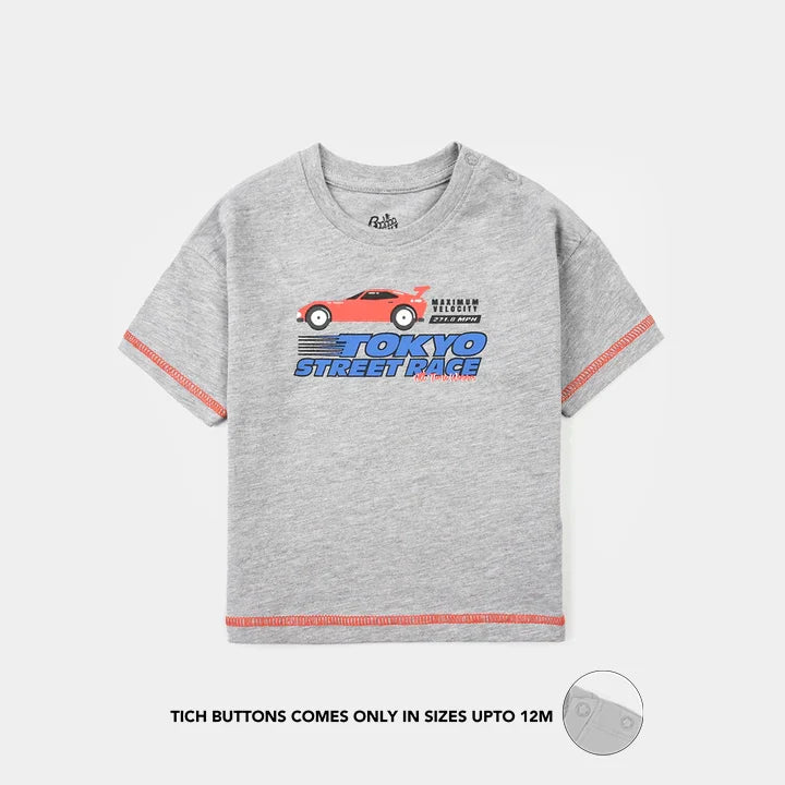Infant Boys Jersey/Terry T-Shirt (Tokyo) – Grey