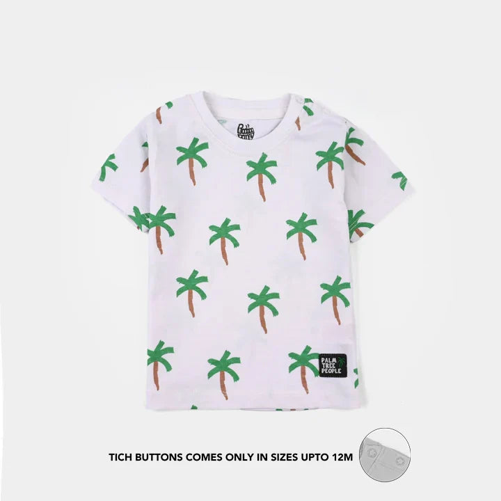 Infant Boys Jersey/Terry T-Shirt (Palm Tree People) - White