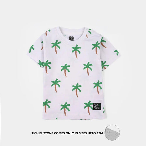 Infant Boys Jersey/Terry T-Shirt (Palm Tree People) - White