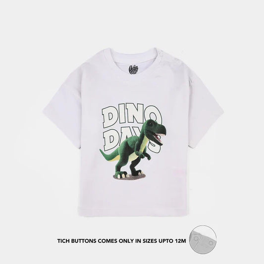 Infant Boys Jersey/Terry T-Shirt (Dino Days) - White