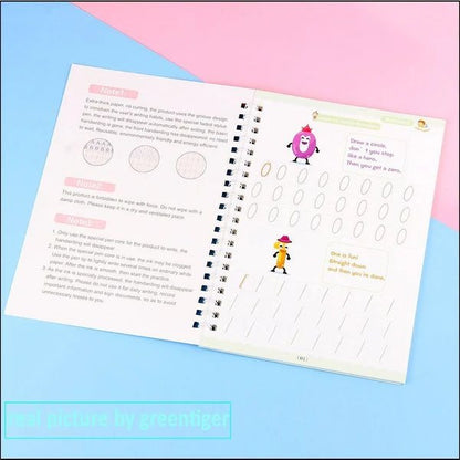 4 In 1 Magic Practice Copybook Set for Kids - Reusable Handwriting Tracing Book