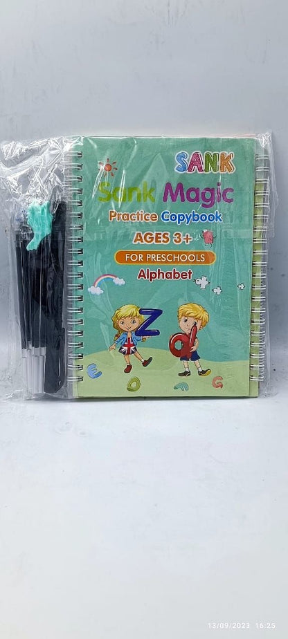 4 In 1 Magic Practice Copybook Set for Kids - Reusable Handwriting Tracing Book
