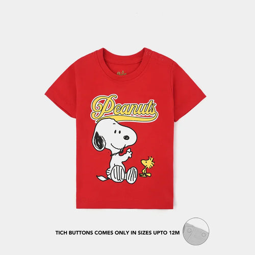Infant Boys Cotton Jersey Round Neck T-Shirt Peanuts-HR.Red