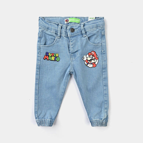Infant Boys Denim Stretch Pant-Light Blue