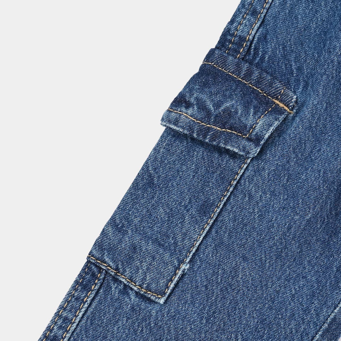 Infant Boys Denim Stretch Pant Cargo - Mid Blue