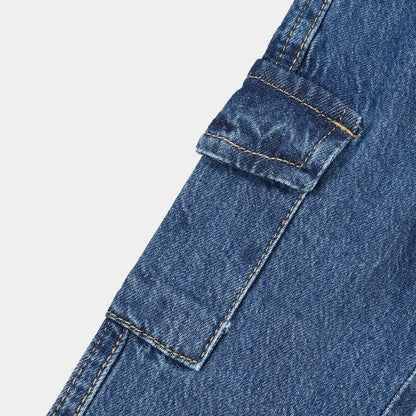Infant Boys Denim Stretch Pant Cargo - Mid Blue