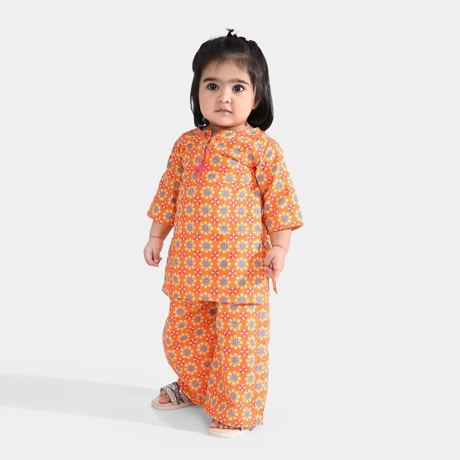 Infant Girls Cotton Printed 2Pcs Orchid - Orange