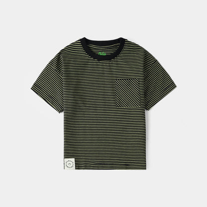 Infant Boys Yarn Dyed Round Neck T-Shirt (Always Smiling) - Black