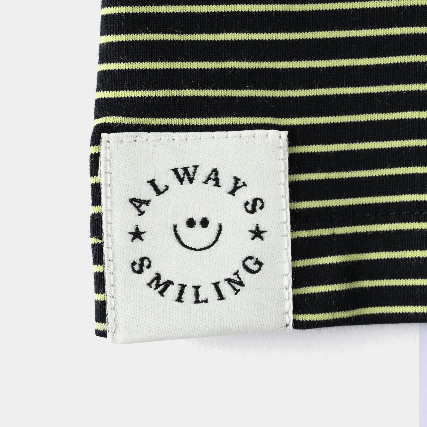Infant Boys Yarn Dyed Round Neck T-Shirt (Always Smiling) - Black