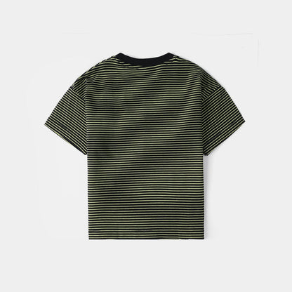Infant Boys Yarn Dyed Round Neck T-Shirt (Always Smiling) - Black