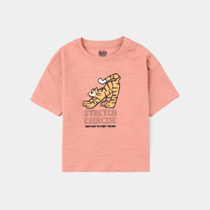 Infant Boys Slub Jersey T-Shirt (Stretch Exercise) - Terracotta