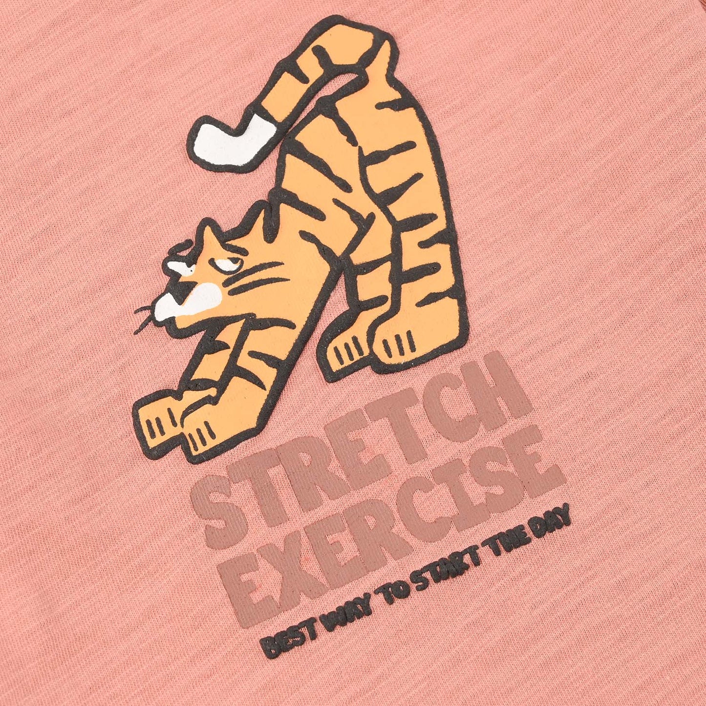 Infant Boys Slub Jersey T-Shirt (Stretch Exercise) - Terracotta