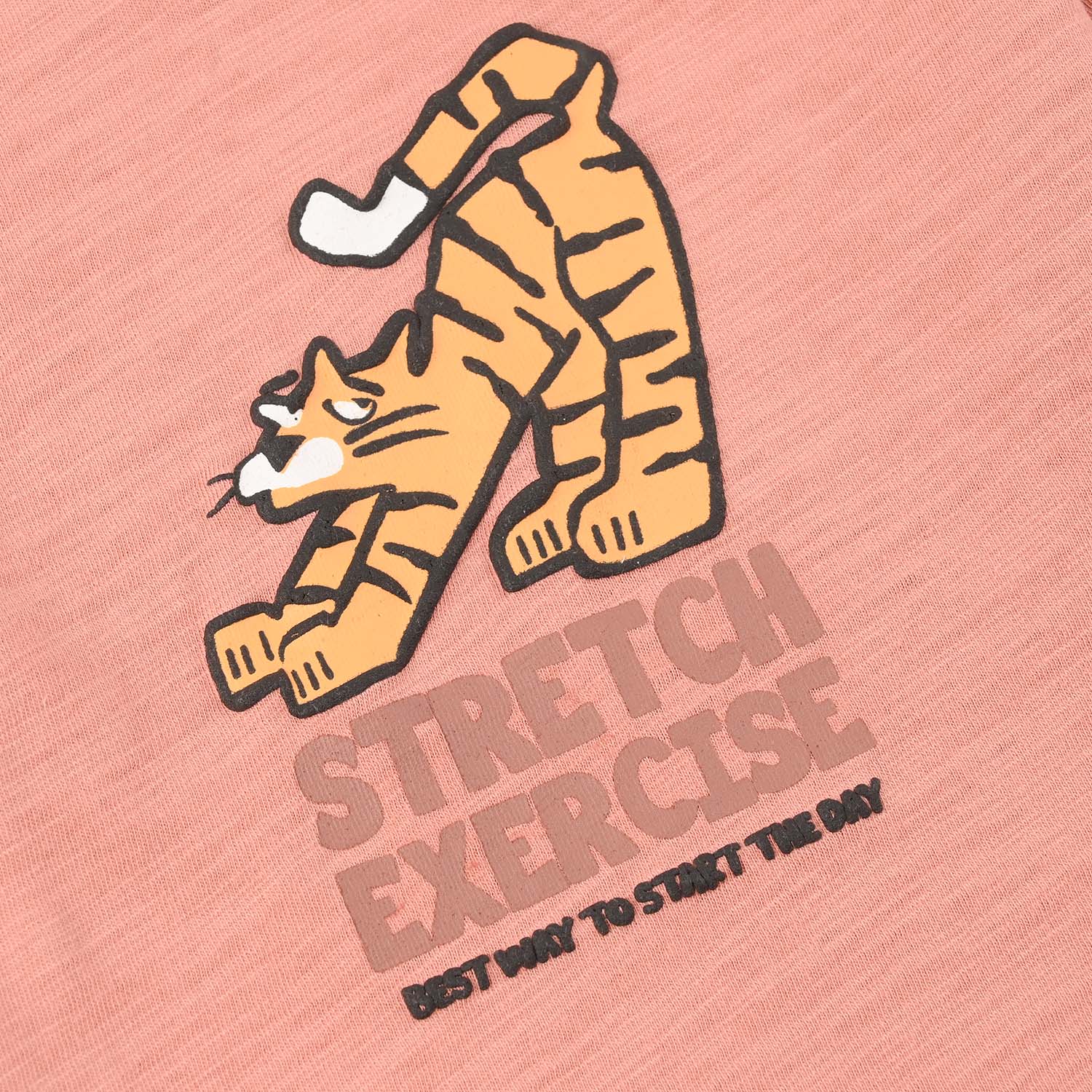 Infant Boys Slub Jersey T-Shirt (Stretch Exercise) - Terracotta