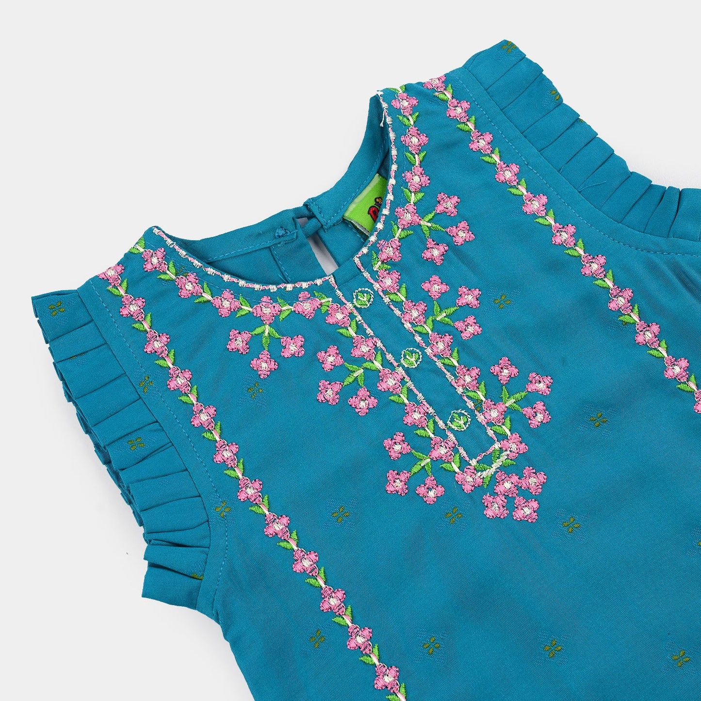 Infant Girls Jacquard Embroidered Suit 2 Piece (Dream Rani) - Teal Blue