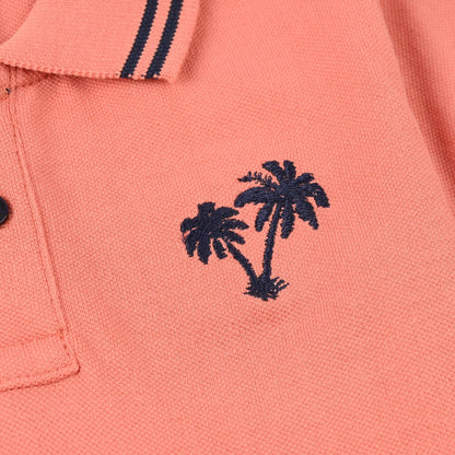 Infant Boys Cotton PK Polo (Beach Surfing) – Terra Cotta