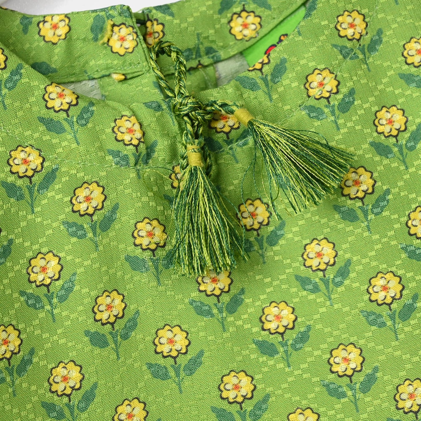 Infant Girls Jacquard Printed 2-Pcs Suit - Dhani Green