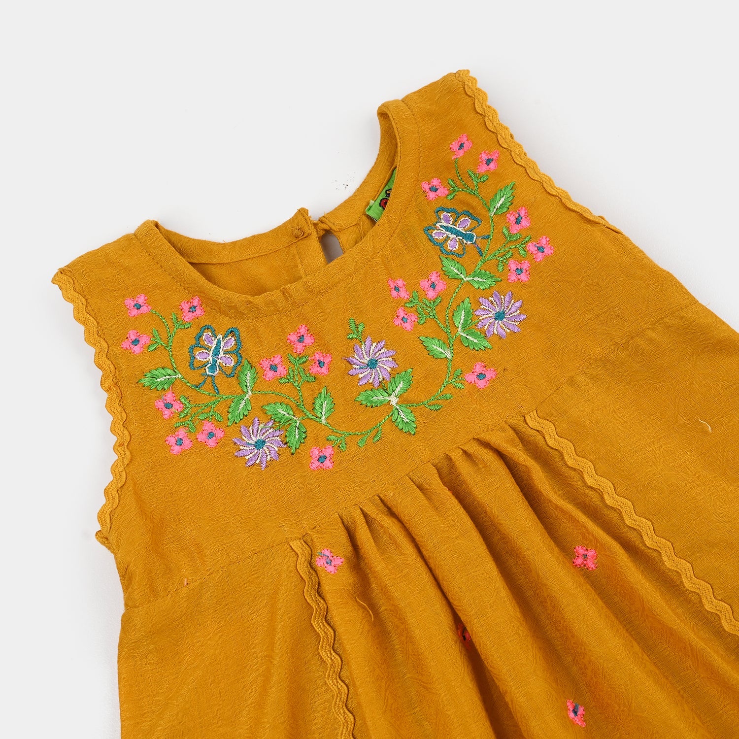 Infant Girls Cotton Jacquard Emb 2Pcs Little Diva-Mustard