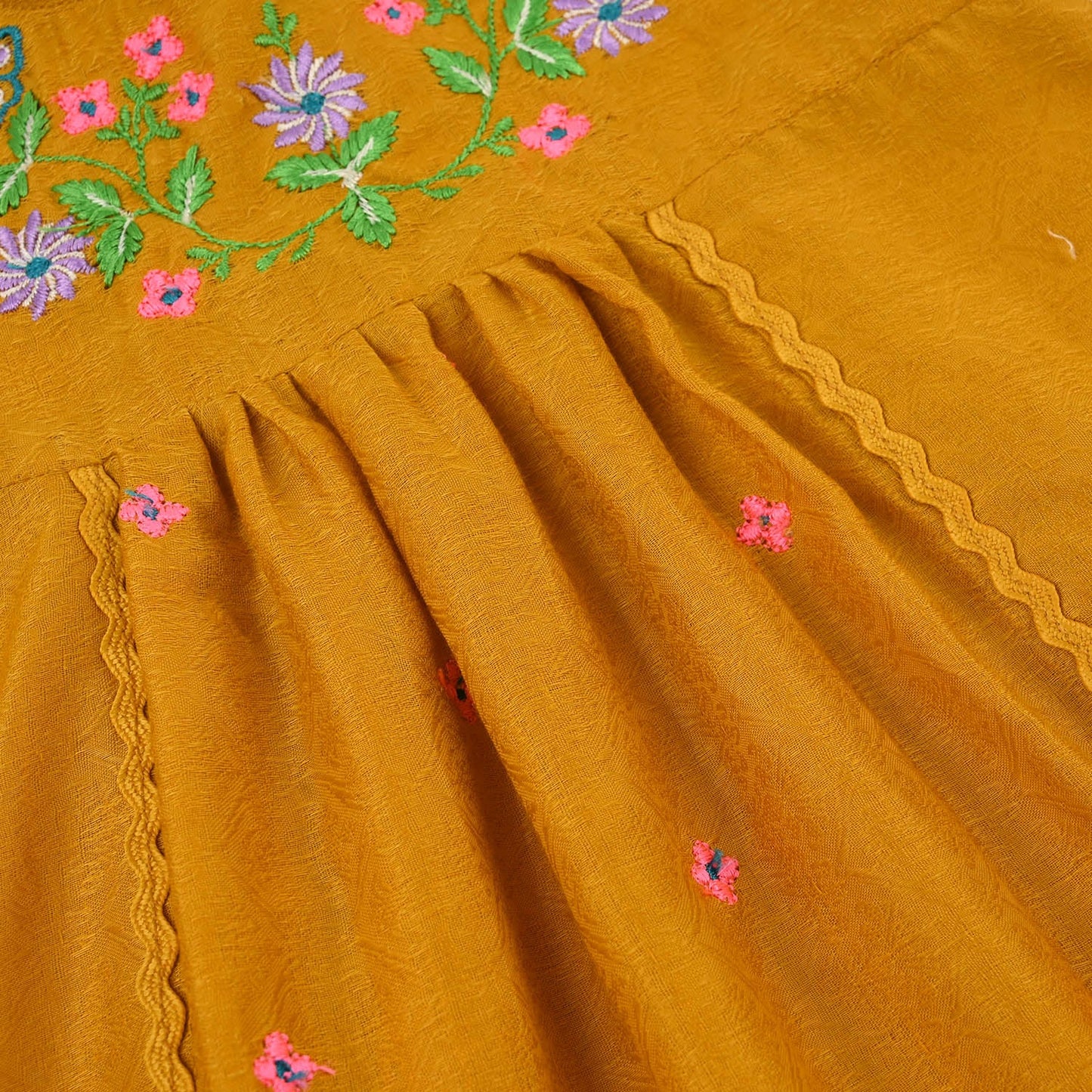 Infant Girls Cotton Jacquard Emb 2Pcs Little Diva-Mustard