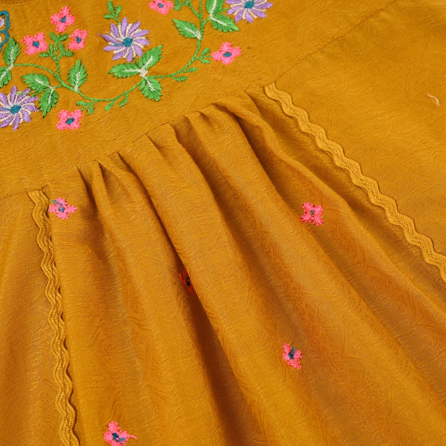 Infant Girls Cotton Jacquard Emb 2Pcs Little Diva-Mustard