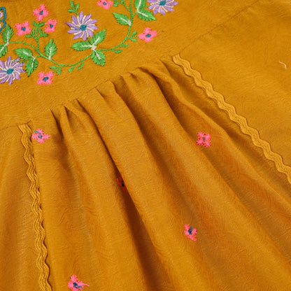 Infant Girls Cotton Jacquard Emb 2Pcs Little Diva-Mustard