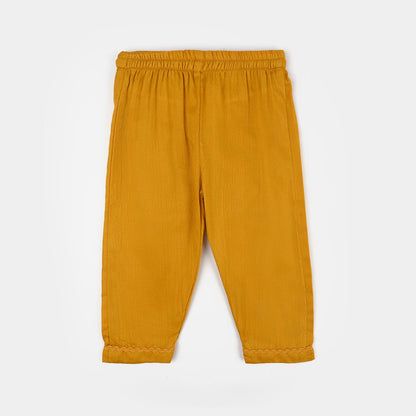 Infant Girls Cotton Jacquard Emb 2Pcs Little Diva-Mustard