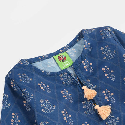 Infant Girls Poly Lawn Printed 2Pcs Rangrez-Blue